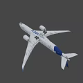 White Airbus A350 Aircraft With Blue Tail Fin And Engines