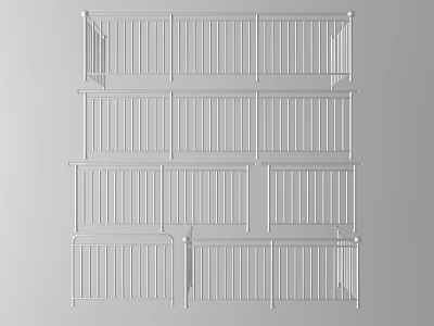 Various Outdoor Fence Designs With Railings And Different Heights For Gardens 3d model