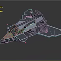 Futuristic Sci-Fi Spaceship 3D Model With Sleek Structure Blue Neon Lights And Transparent Cockpit