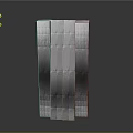 Geometric Metal Structure With Textured Surface And Stacked Blocks Against Gray Background