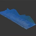 Terrain Model Scene With Green Hills Brown Land And Small White Structure
