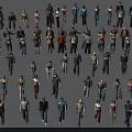 Group of Diverse People 3D Models in Various Poses and Casual Outfits