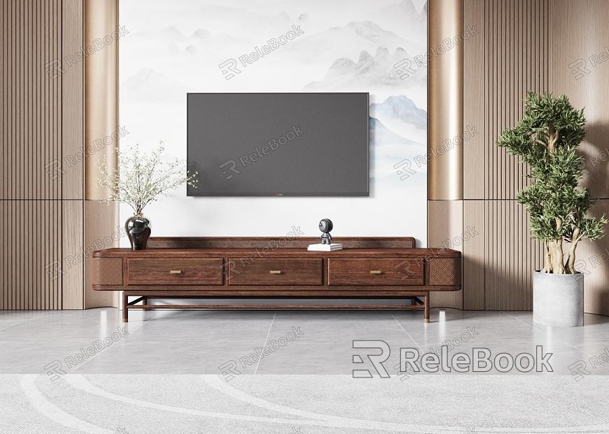 New Chinese TV cabinet background wall model