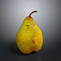 Fresh Ripe Pear With Yellow Green Skin And Brown Spots On Dark Background