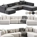 Modern Sectional Sofa With Neutral Color Options Decorative Pillows And Soft Throw Blanket 3d model