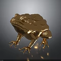 Golden Frog Statue With Textured Surface And Shiny Appearance On Black Base