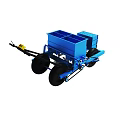 Blue Agricultural Seeder Machine With Two Boxes And Black Wheels 3d model