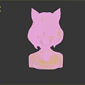 Female Character With Green Hair Cat Ears Green Eyes Tattoos And Gold Pendant