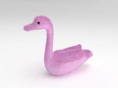 Pink Swan Plush Stuffed Toy with Soft Fluffy Texture and Adorable Design 3d model