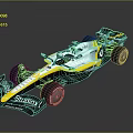 Yellow and White Formula 1 Racing Car with Studley Mobil Logos and Sleek Design