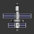 3D Model Of Spacecraft With Blue Solar Panels And White Structure For Space Exploration
