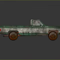 Vintage Rusty Green Silver Truck With Wooden Bed And Brown Wheels
