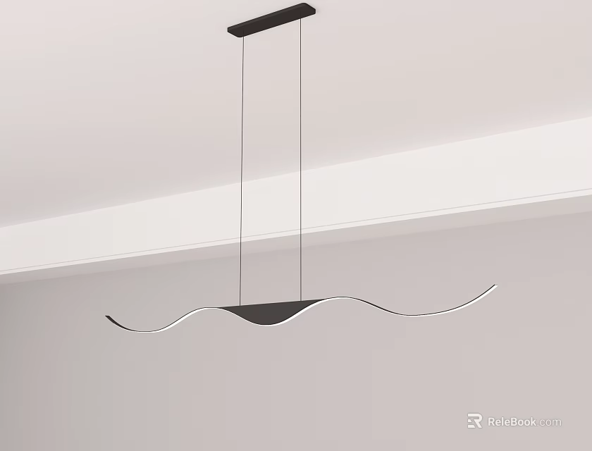 Elegant Modern Wave Shaped Black Silver Chandelier For Ceiling Interior Lighting Design 3d model