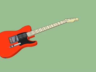 Red Electric Guitar With Classic Body Design And Steel Strings For Music Enthusiasts 3d model