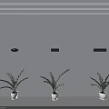 Modern Colorful Light Projecting Wall Lamps With Green Plants On Grey Background
