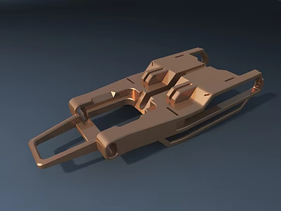 Modern Golden Metal Mechanical Part Design With Industrial Structure Details 3d model