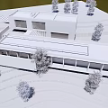 Modern Detached Villa Exterior With Flat Roof And Lush Surrounding Trees