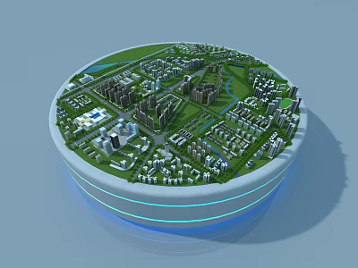Aerial Planning of Modern City Layout with Green Spaces Buildings and Rivers 3d model