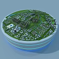 Aerial Planning of Modern City Layout with Green Spaces Buildings and Rivers