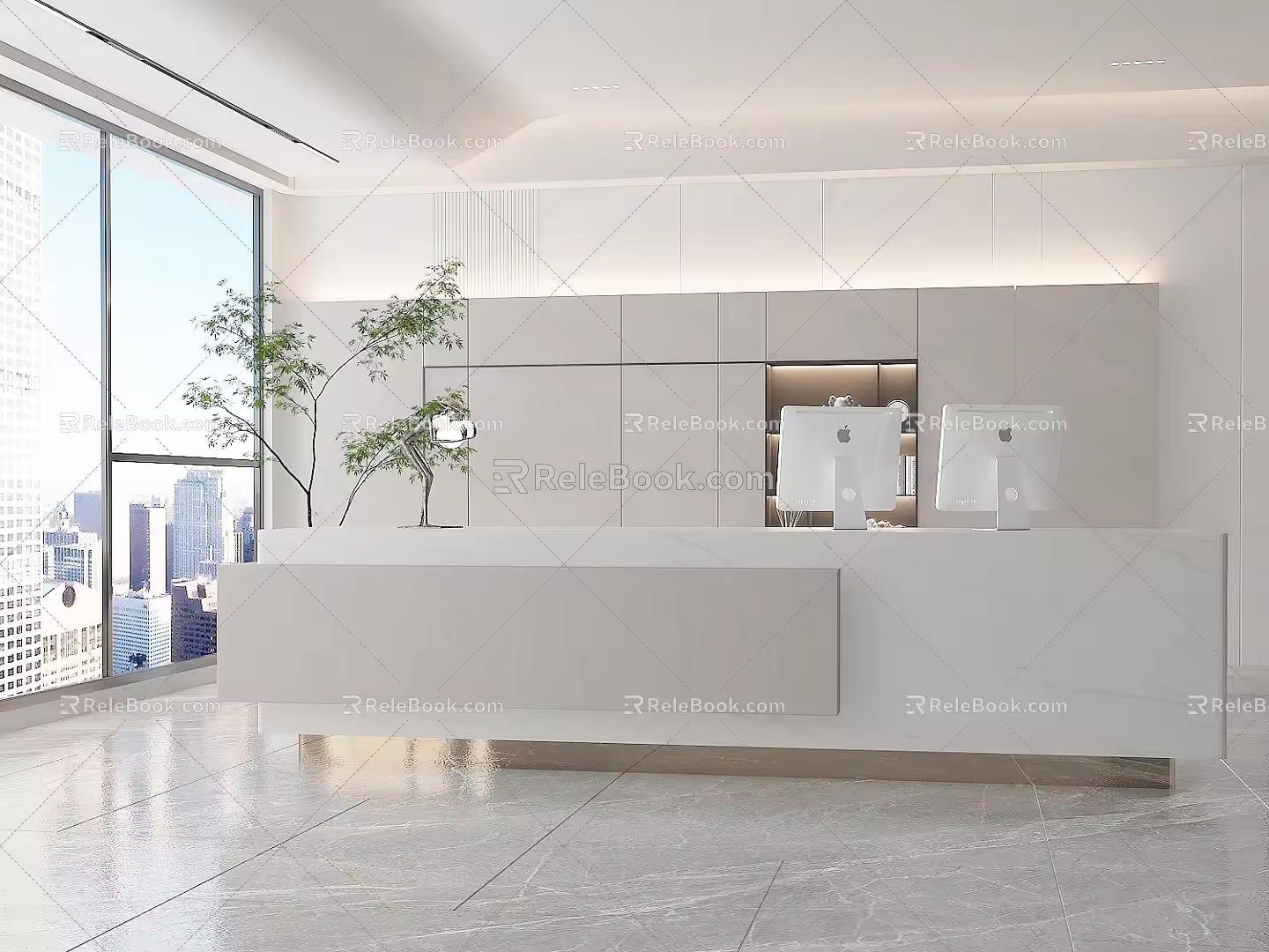 Modern Front Desk Company Lobby Front Desk Front Desk Service Desk Bar Model Background Wall 3d model
