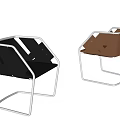 Contemporary Dining Chairs With Black Brown Woven Design And Metal Frames