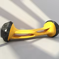 Modern Yellow Public Chair With Curved Design And Black Base Details