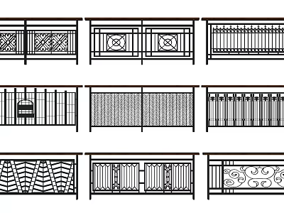 Various Decorative Fence Designs Featuring Intricate Patterns And Geometric Styles 3d model