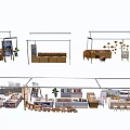 Diverse Exhibition Booth Designs With Multiple Shelves Displays And Decor Elements