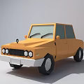 Orange Cartoon Style 3D Car Model With Simple Design And Black Wheels 3d model