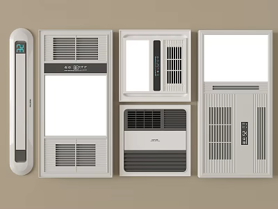 Modern White Bathroom Accessories With Lighting Ventilation And Digital Display Units 3d model
