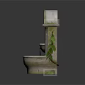 Decorative Stone Two Tiered Fountain With Leaf Accents And Grass Base