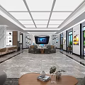 Modern Service Hall Interior Design With Spacious Layout Marble Floor And Sofa Seating 3d model