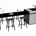 Bar chair combination 3d model