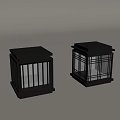 Modern Illuminated Square Decorative Lanterns With Black Frame And Glass Panels 3d model