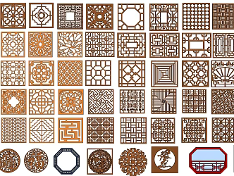 New Chinese-style openwork window grilles openwork window combination 3d model