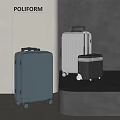 POLIFORM Luggage Collection With Blue Silver Black Modern Striped Design And Rolling Wheels