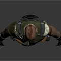Game Movie Character With Red Short Hair Green Sleeveless Top Arm Tattoos And Waist Toolbelt