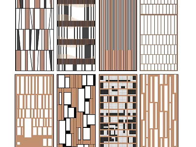 Modern Room Divider Designs With Various Wooden Patterns And Geometric Styles 3d model