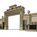 European-style gate Neo-classical gate 3d model