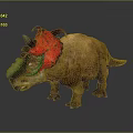 Triceratops Dinosaur Model With Red Green Frill And Brown Body Details