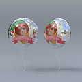Silver Christmas Decorative Balloons With Bear In Green Hat Red Banner And Star Decorations