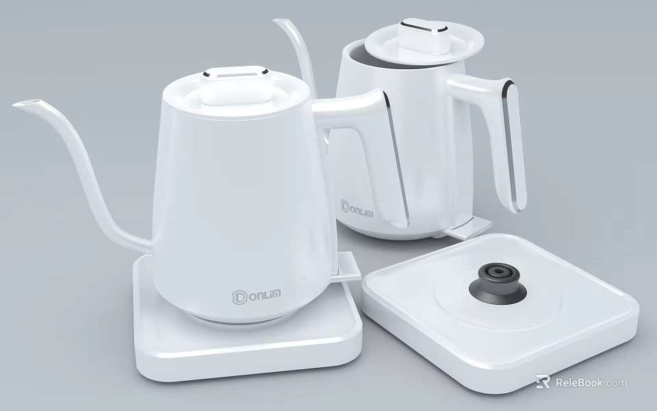 Bella Modern White Electric Kettles With Removable Base For Daily Home Use 3d model 