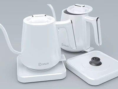 Bella Modern White Electric Kettles With Removable Base For Daily Home Use 3d model