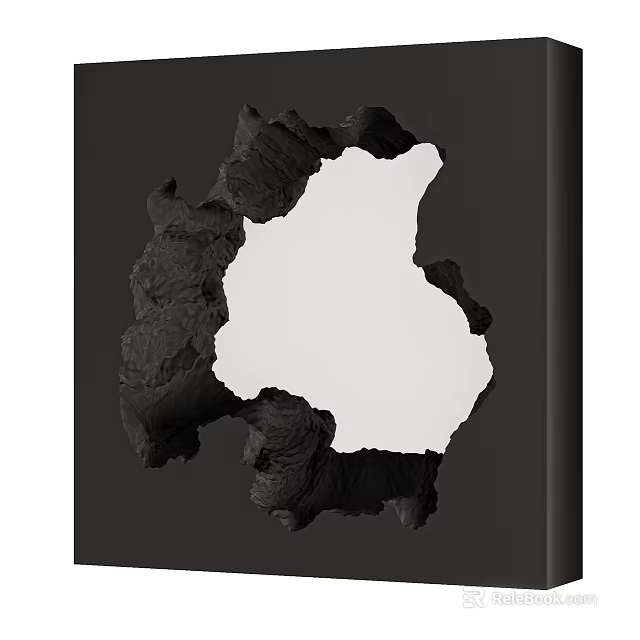 Artistic Mirror With Black Textured Frame And Irregular White Reflective Surface 3d model 