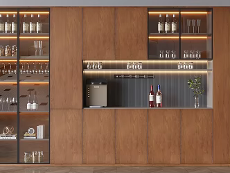 Antique Solid Wood Wine Cabinet Glass Wine Cabinet Decorative Wine Cabinet Direct Drinking Machine Removable Rail Socket 3d model