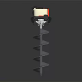 Red And White Gas Powered Earth Auger With Black Handle And Spiral Drill Bit