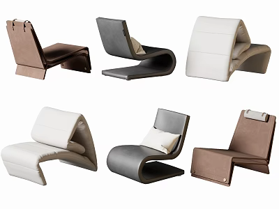 Modern Upholstered Accent Chairs in Multiple Colors with Unique Curved Design and Various Styles 3d model