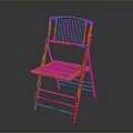 Orange Folding Bamboo Single Chair With Slatted Back And Seat Design