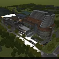 Birds Eye View Planning of Modern Building Complex With Green Landscape and Road Layout