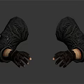 Pair of Black Long Sleeve Gloves With Textured Design On Hand Model